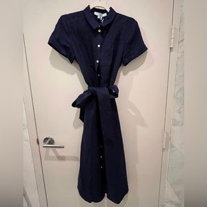 Hill House | Dresses | Nwt Hillhouse Navy Blue Linen Button Up Dress ...